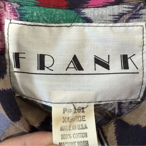 Frank Vintage Multicolor Shirt Aztec Southwestern inspired geometric pattern - Picture 2 of 3